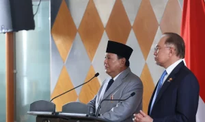 Presiden Prabowo Subianto saat melakukan pertemuan bilateral bersama Perdana Menteri (PM) Malaysia Anwar Ibrahim di Kuala Lumpur, Malaysia, Senin 27 Januari 2025.