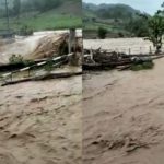 Luapan sungai Ringinrejo membuat ratusan warga di Blitar selatan was-was (Sumber: Kolase Lintas7News)